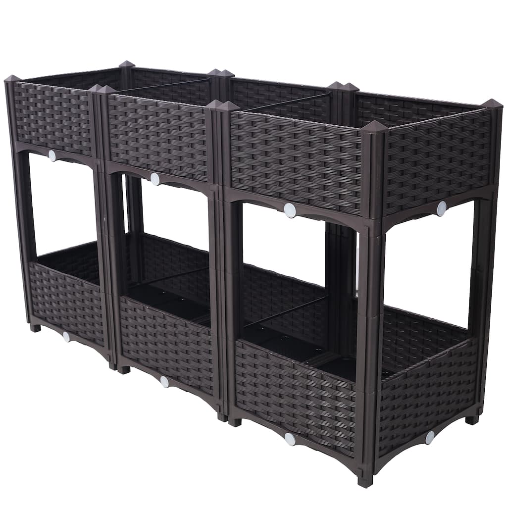Modern Minimalist Garden Bed with Drainage Plug Raised Bottom Drainage Holes, for Vegetable Flower Herb Outdoor - 8' x 10'