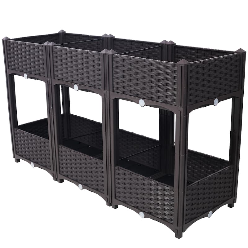 Raised Beds - Elevated Garden Box with Drainage Plug Raised Garden Beds for Vegetable/Flower/Herb - Brown