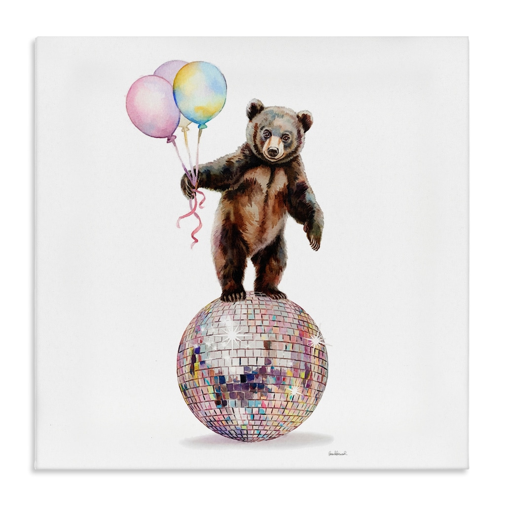 Stupell Bear & Balloons Disco Canvas Wall Art Design By Amanda Greenwood
