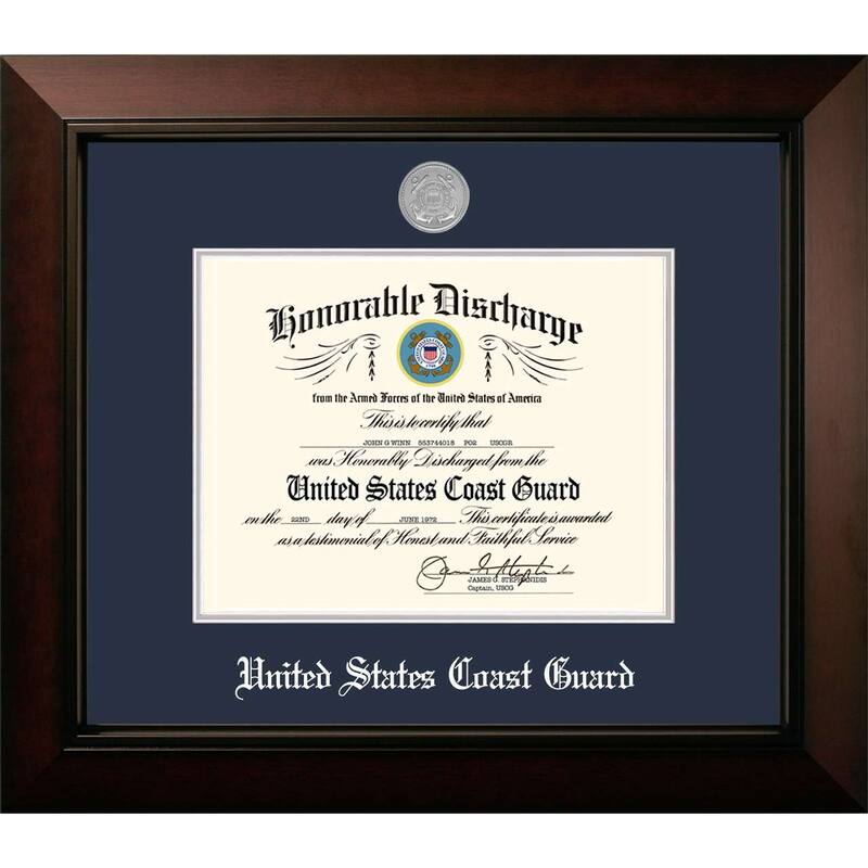 Patriot Frames Coast Guard 8.5x11 Discharge Legacy Frame with Silver Medallion
