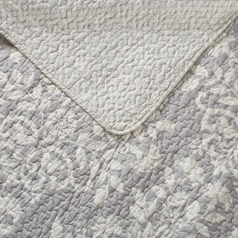 Laura Ashley Rowland Cotton Reversible Grey Quilt Set