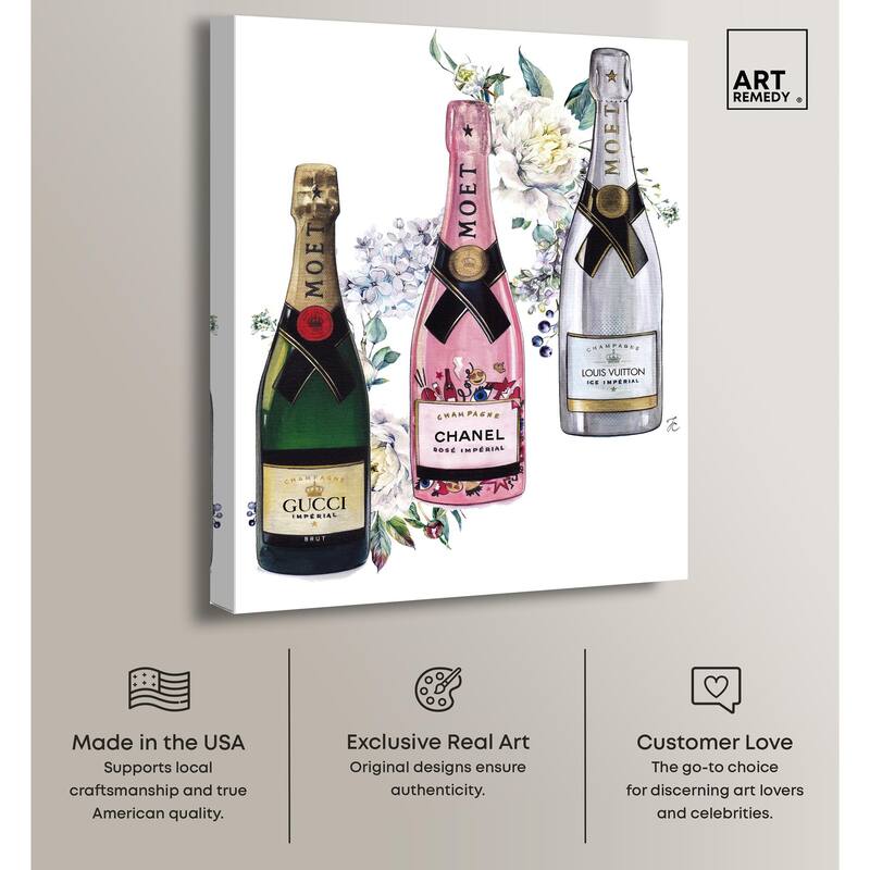 Doll Memories - Champagne Floral Canvas by Art Remedy, Gallery Wrapped