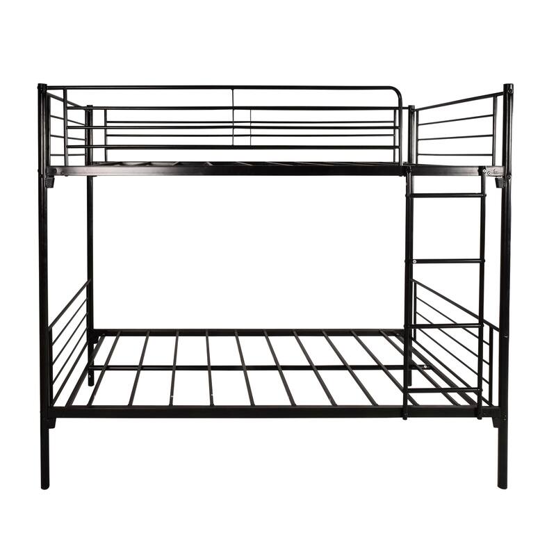 Black Twin over Twin Metal Bunk Bed, Frame with Ladder, Space-Saving Design for Bedroom