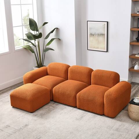 Teddy Fabric L-Shape Large Modular Sectional Sofa