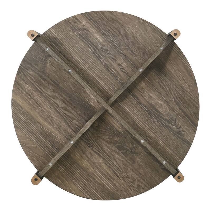 Furniture of America Rovion 2-Piece Round Wood Coffee Table Set with Open Bottom Shelf