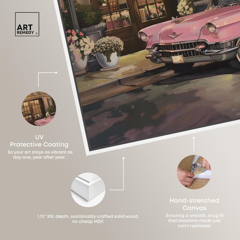 Classic Car Store Visit Canvas by Art Remedy