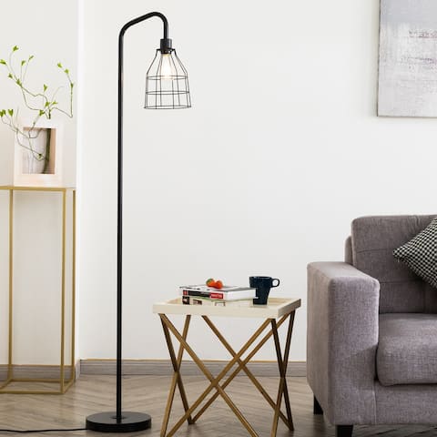 CO-Z 68" Retro Industrial Arched Black Floor Lamp Metal Wire Shade