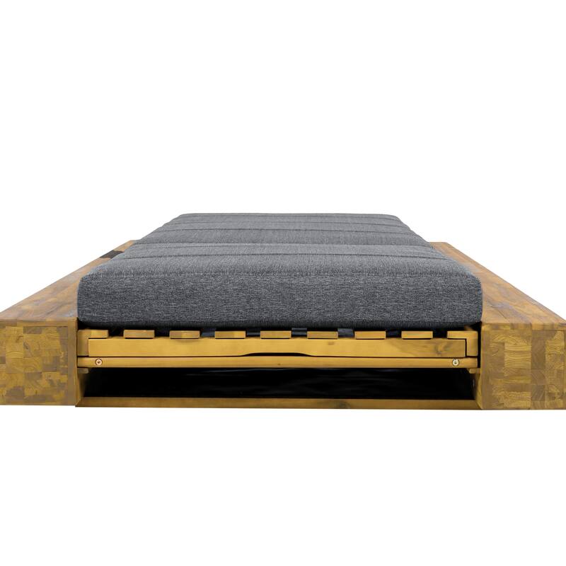 Christopher Knight Home - Amedea Outdoor Acacia Wood Chaise Lounge with Adjustable Backrest & Water-Resistant Cushion