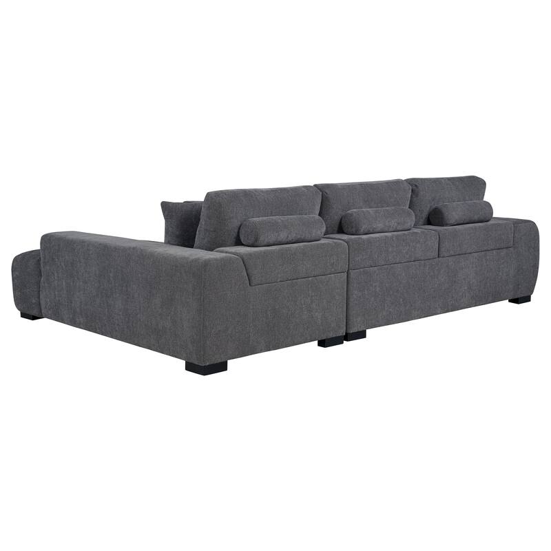 Plather Upholstered Sectional Chaise Sofa