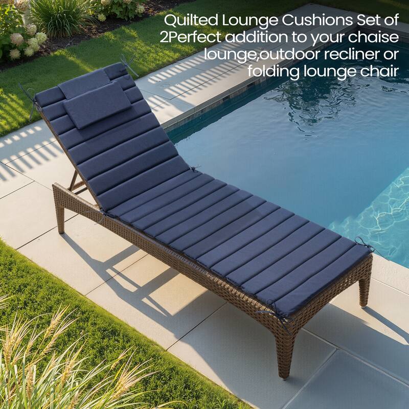 Pellebant Outdoor Chaise Lounge Cushions Patio Lounger Pad with Straps