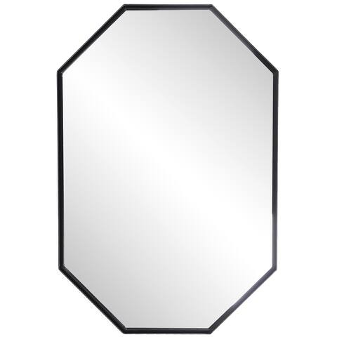 Stretched Octagon Mirror - Black Metal Framed Wall Mirror