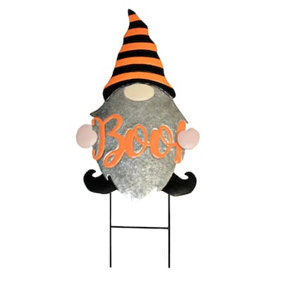 28" Metal Halloween Boo Gnome Yard Stake