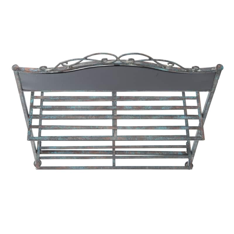 SAFAVIEH Outdoor Nyah Victorian Iron 2-Tier Plant Stand. - 24.5" W x 15.8" L x 43" H - 25Wx16Dx43H