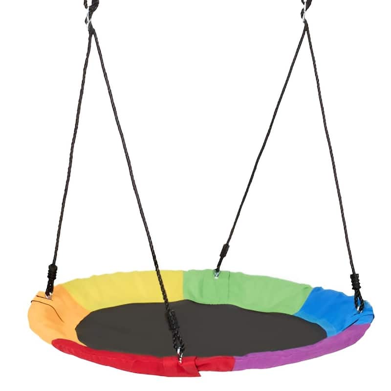 Multicolor 900D Oxford Saucer Tree Swing, 750lb Round Kids Seat Set - 40" L x 2" H