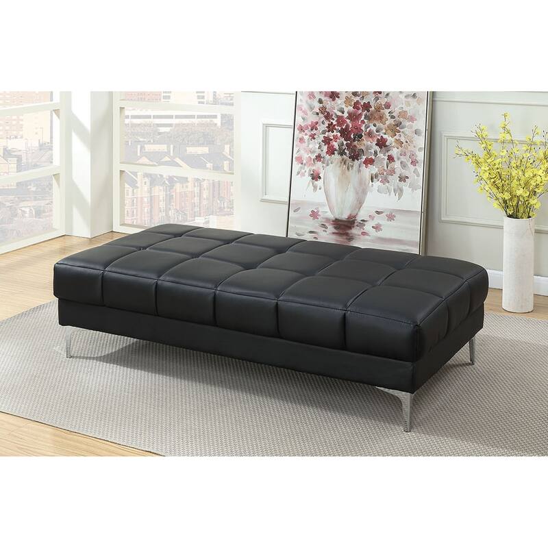 Bonded Leather Extra large Ottoman Metal Legs 1pc Ottoman
