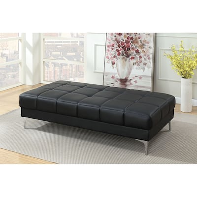 Bonded Leather Extra large Ottoman Metal Legs 1pc Ottoman