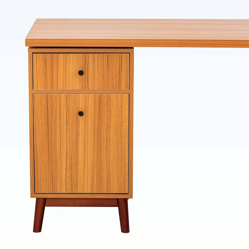 Modern L-shaped Executive Desk with delicate tempered glass Cabinet Storage