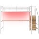 preview thumbnail 10 of 30, Full Size Metal Loft Bed with Desk, Storage Staircase, Small Wardrobe and LED Light