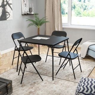 5 Piece Folding Card Table and Chair Set with Upho