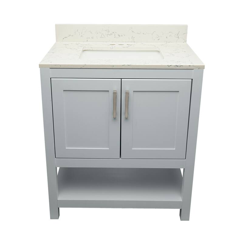 Taos 31" Bathroom Vanity with Cultured Marble Vanity Top Sink in White with White Basin