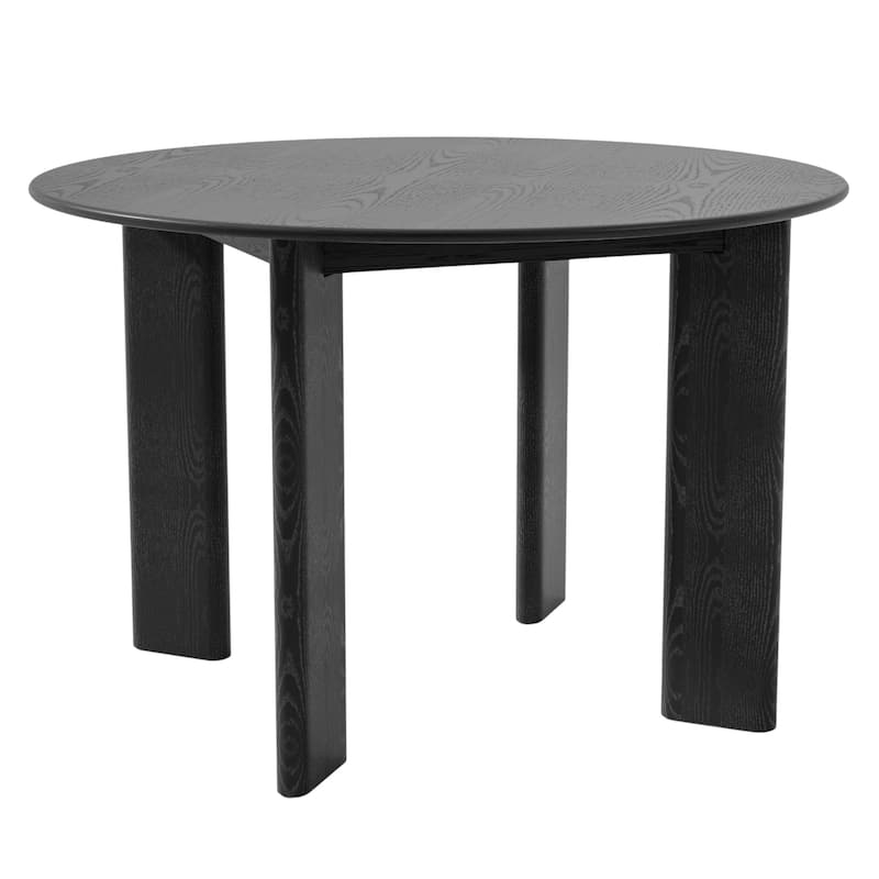 HomeRoots 45" Black Solid Wood Round Top Dining Table - 44.58 in. x 29.72 in. x 44.58 in.