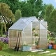 preview thumbnail 10 of 15, Outsunny Aluminum Greenhouse Polycarbonate Walk-in Garden Greenhouse Kit with Adjustable Roof Vent, Rain Gutter and Sliding Door 6.2' W x 6.2' D x 6.6' H