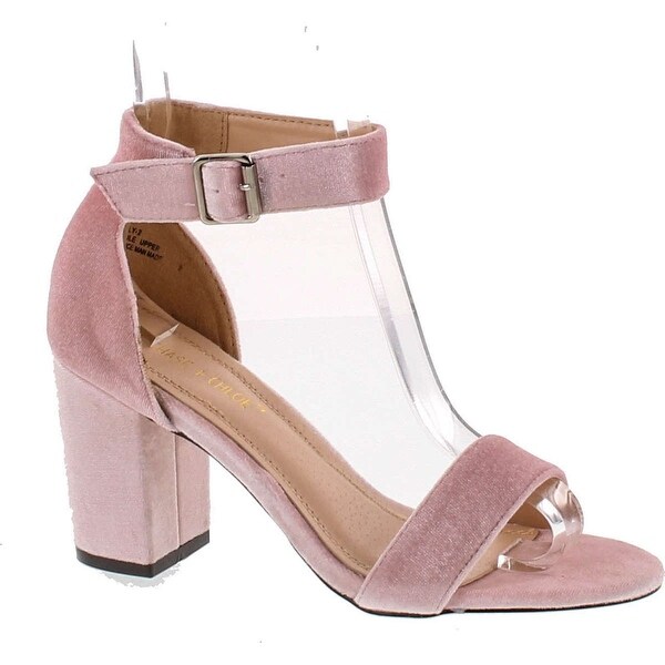 Chase & Chloe Carly-2 Women's Velvet Stacked Chunky Heel Strappy Platform Sandal
