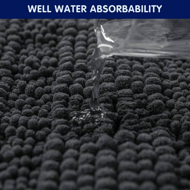 Subrtex Super Soft Absorbent Braided Bathroom Mats Chenille Bath Rugs