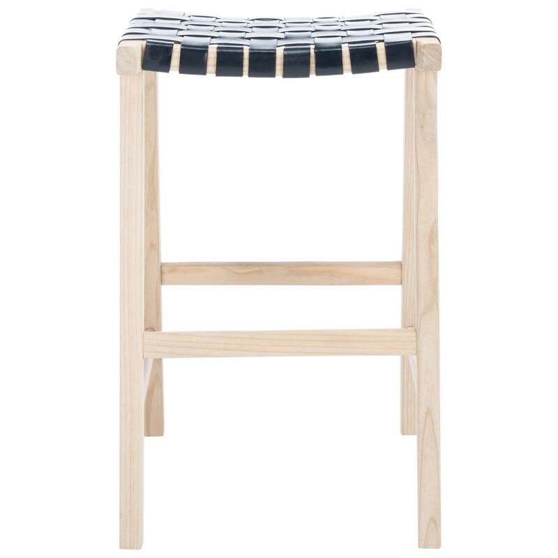 SAFAVIEH Remzija 30-inch Woven Leather Rectangle Bar Stool - 20" W x 19" D x 30" H
