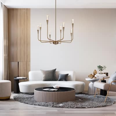 Modern Gold LED 8-Light Candle Chandelier for Dining Living Room