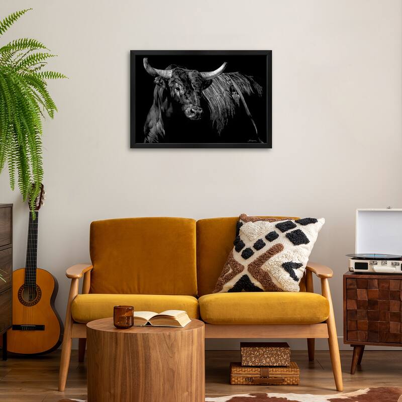 Brindle Rodeo Bull Premium Framed Poster by Julie T. Chapman