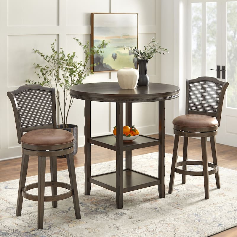 Lifestorey Thurston Solid Wood Cane 30-inch Swivel Barstool