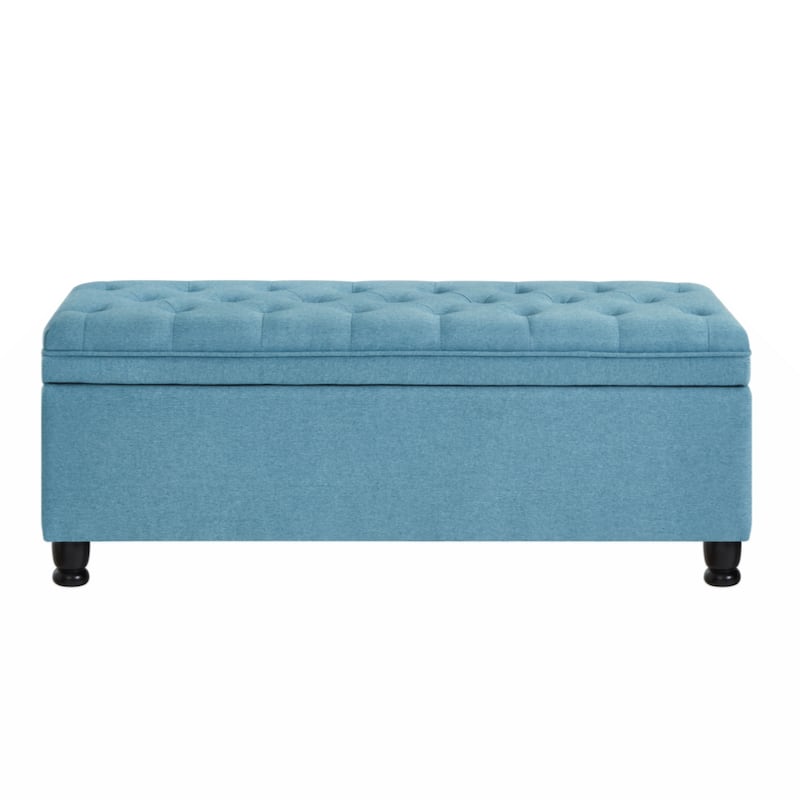 Upholstered tufted button storage bench ,Faux leather entry bench with spindle wooden legs, Bed bench