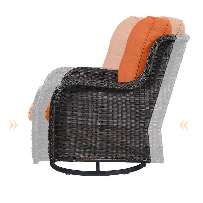 ArcoBay Wicker PE Rattan Outdoor Patio Swivel Glider Chairs with 4'' Olefin Cushions (2-Pack)