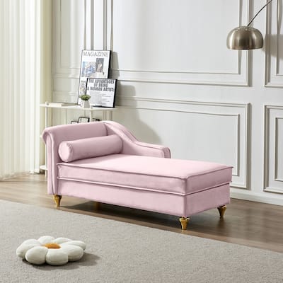 Pink 60.6" Velvet Chaise Lounge Chair