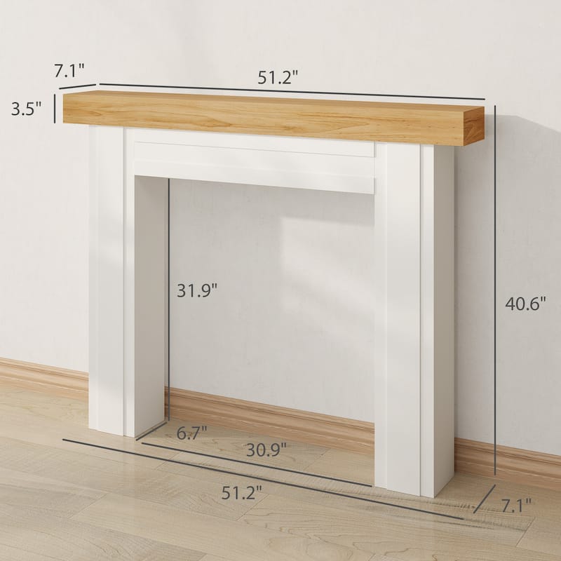 HOMCOM Modern Fireplace Mantel, Freestanding Fireplace Surround with Leg for Electric Fireplaces, 51.2" W x 40.6" H