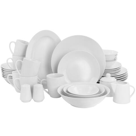 Gibson Home Classic Pearl Fine Ceramic 39 Piece Dinnerware Combo Set in White - 39 Piece Set