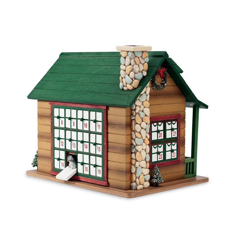 Christmas Advent Cabin with Woodland Animals and Santa