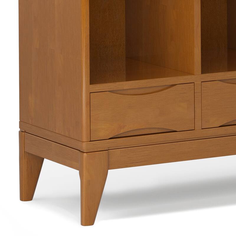 WYNDENHALL Pearson SOLID HARDWOOD 58 inch x 42 inch Mid Century Modern Cube Storage Bookcase with Drawers