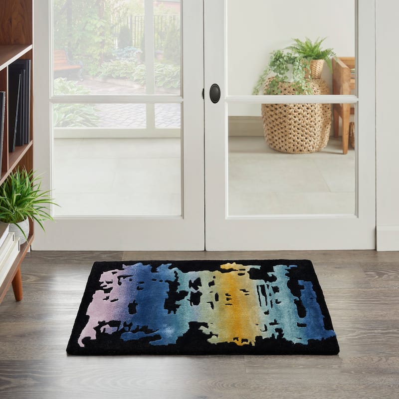 Nourison Prismatic Modern Abstract Sunset Shimmer Area Rug - 2' x 3' - Black/Multi - Rectangle