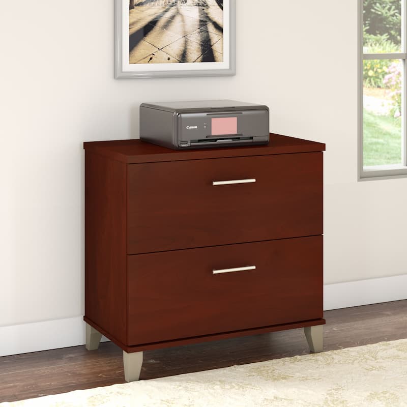 Bush Furniture Somerset 2 Drawer Lateral File Cabinet with Storage - Hansen Cherry