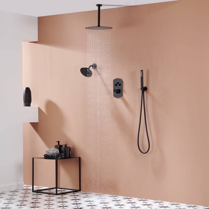 12 Inch Ceiling Mounteded Rainfall Shower Set Dual Shower Heads