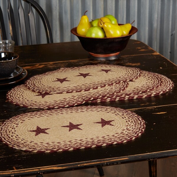 Burgundy Tan Jute Placemat Stencil Stars Set of 6 12x18 - Placemat ...