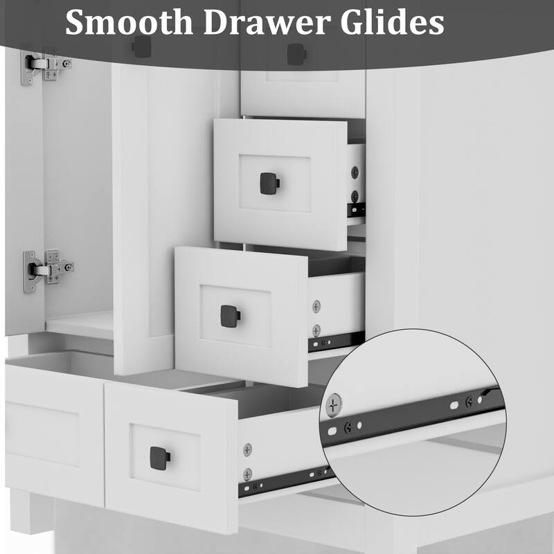 Eclife 30'' Bathroom Vanities Cabinet with Drop in Sink Combo Set