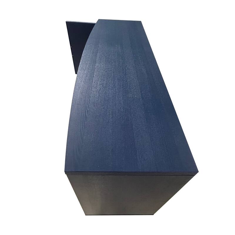 Buffet Cabinet Navy Blue Sideboard with 3-Drawer & 2 Storage Cabinet, Entrance Cabinet Cupboard Console Table w/ Curved Desktop