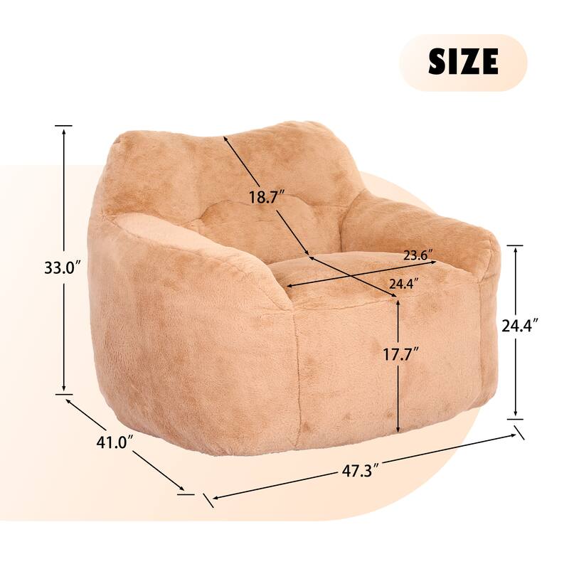 Oversized Memory Foam Bean Bag Chair Lazy Sofa with Armrests and Removable Cover for Living Room Bedroom