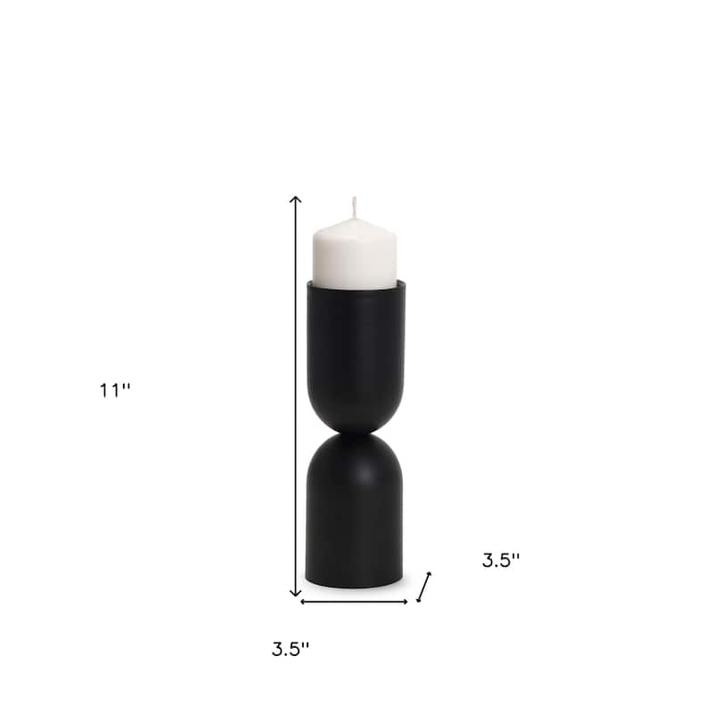 11" Black Metal Tabletop Pillar Candle Holder