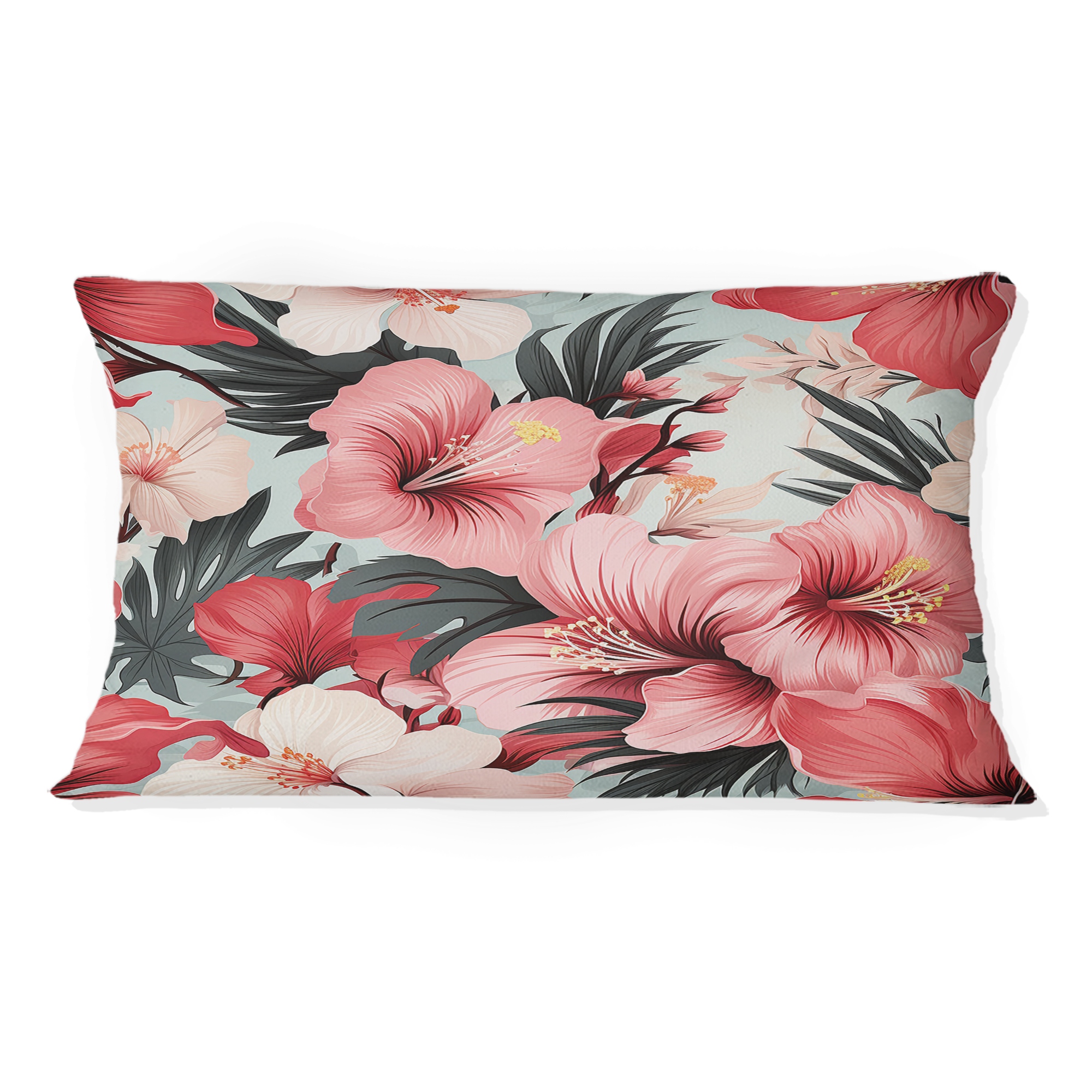 Designart Hibiscus Romance Tropical Pattern IV Tropical Printed Throw Pillow Bed Bath Beyond 41227517
