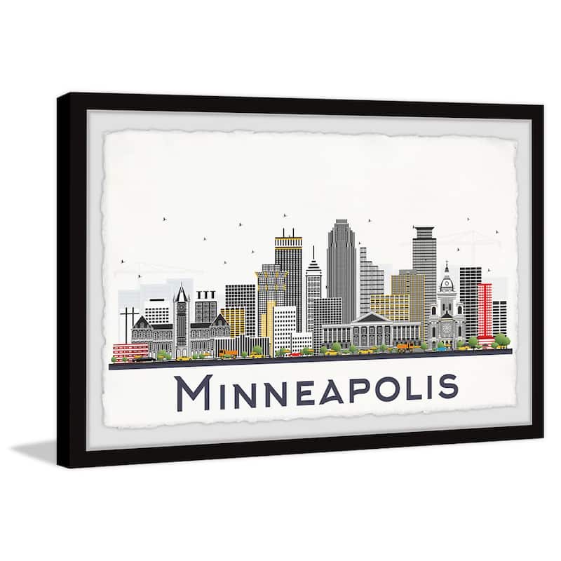 'Minneapolis City Skyline' Framed Painting Print
