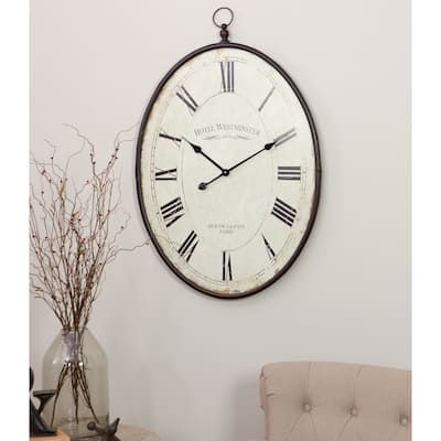 Ines Large Oval Wall Clock - 36"H x 23.5"W x 1.5"D
